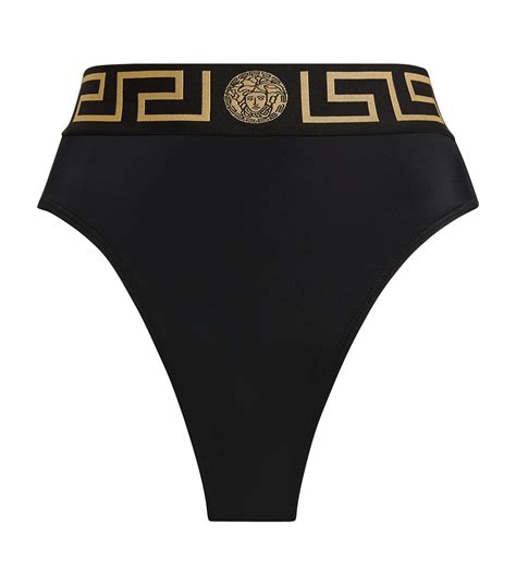 versace high waisted bikini bottom|Versace greca swimsuit.